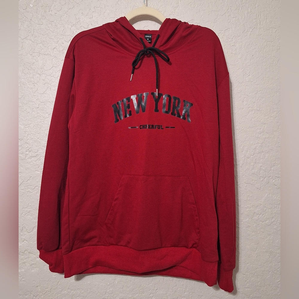 SHEIN SET Red Hoodie & Sweatpants  w/ Black Drawstring